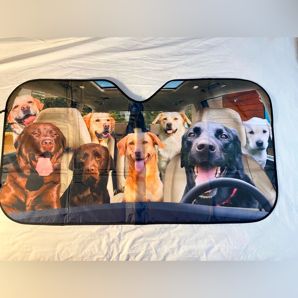 Doggies on a Spree Windshield Sunshade Brings Canine Cuteness to Your Car NWOT